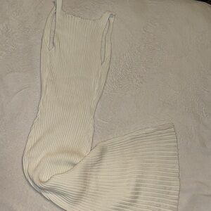 Elegant Cream Ribbed Knit Dress